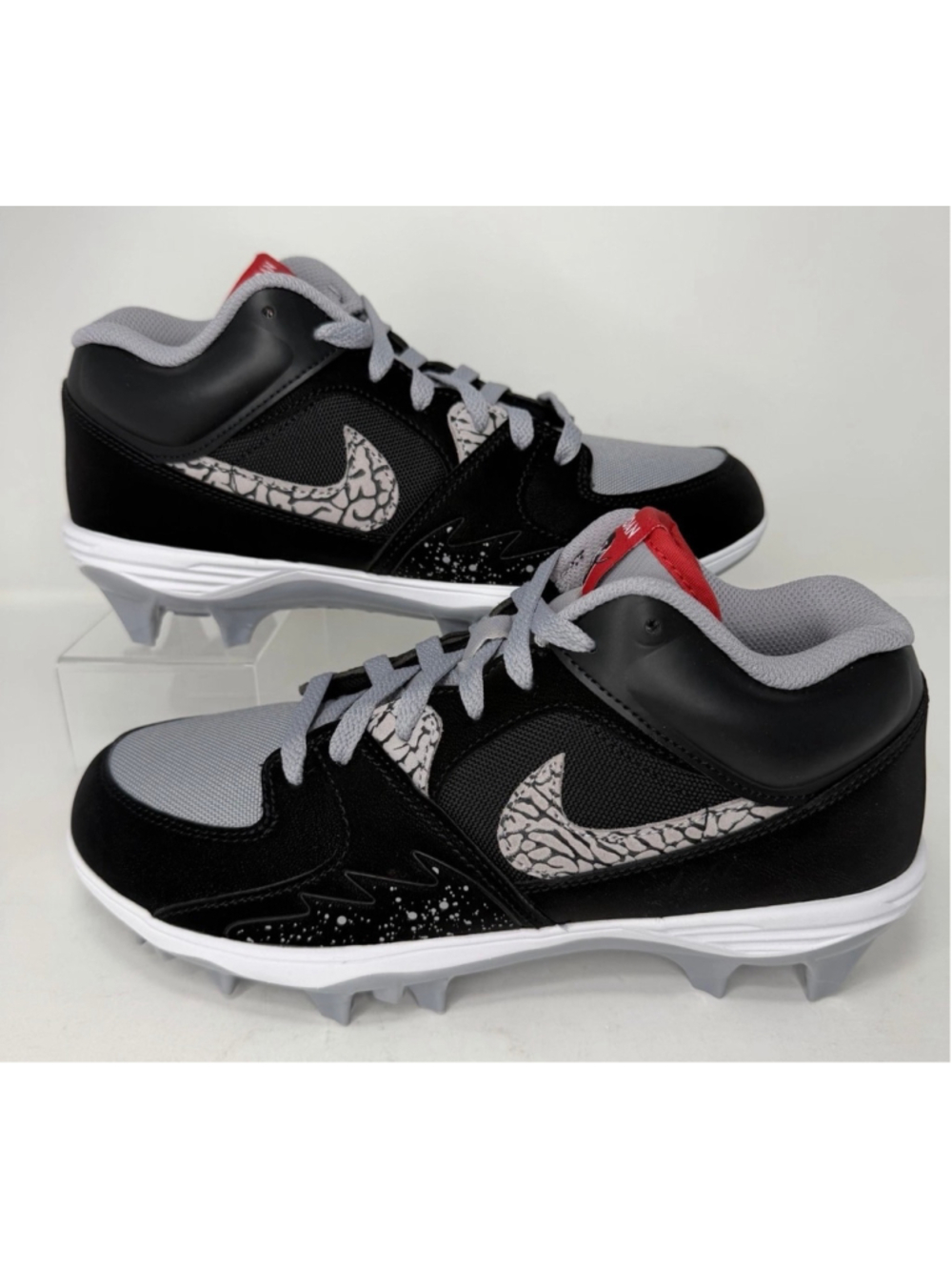 Air Jordan Stadium 90 Low TD Black Cement Football Cleats Mens Size 9 HQ0210-060